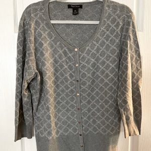 White House Black Market NWOT gray and silver cardigan with 3/4 sleeves